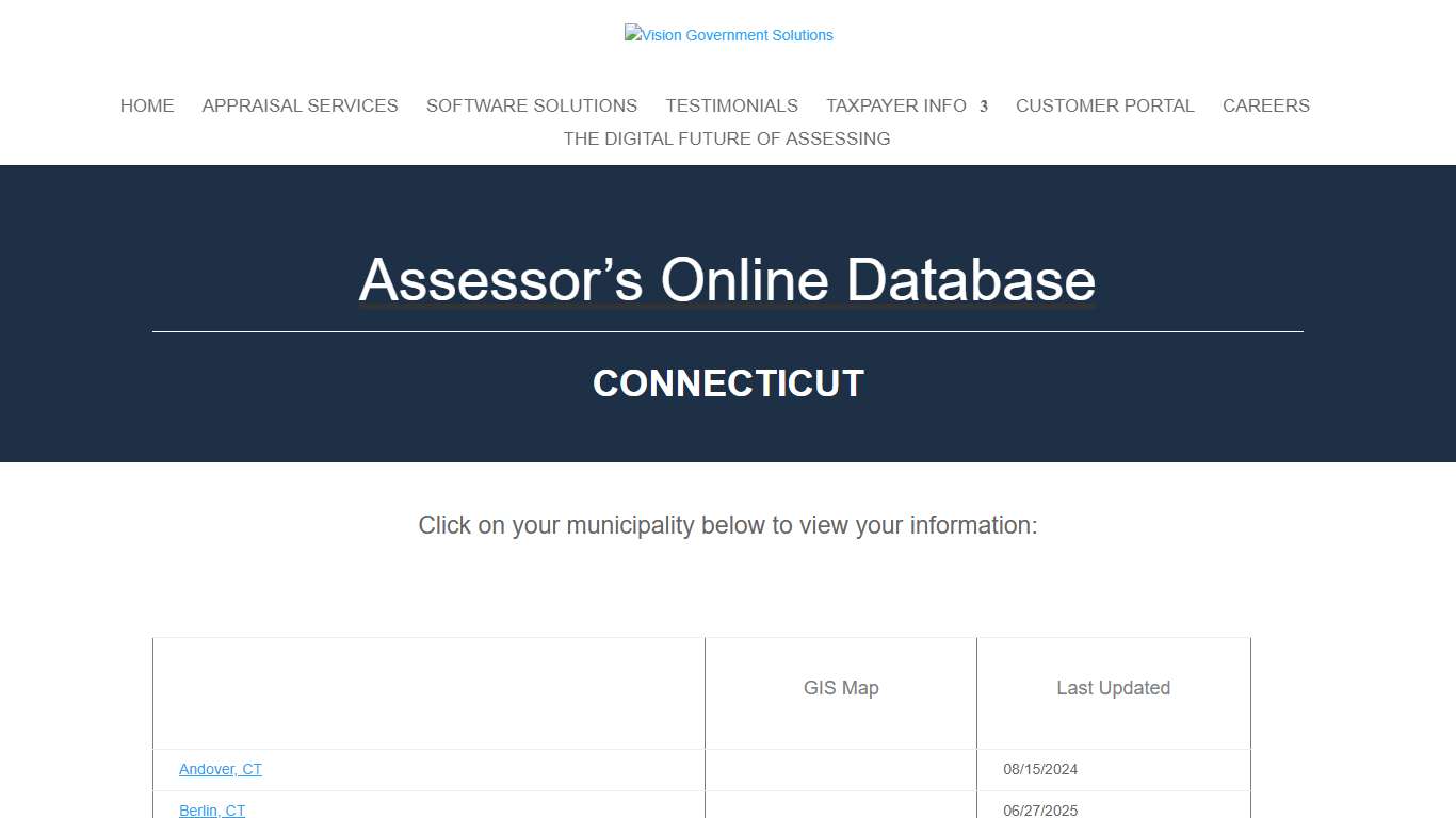 Connecticut Online Database - Vision Government Solutions